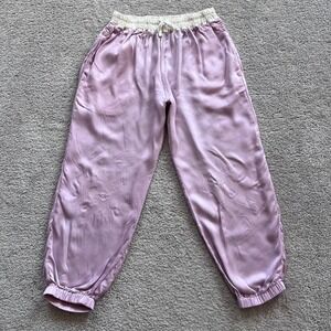 Bernhard Willhelm Sweatpants M Pink Satin Relaxed Fit Embroidered Pull on